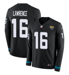 Men's Nike Jacksonville Jaguars #16 Trevor Lawrence Black Team Color Stitched NFL Limited Therma Long Sleeve Jersey