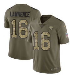 Men's Nike Jacksonville Jaguars #16 Trevor Lawrence Olive-Camo Stitched NFL Limited 2017 Salute To Service Jersey