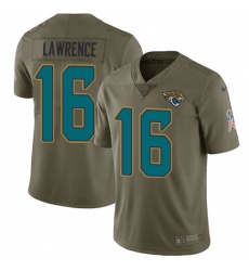 Men's Nike Jacksonville Jaguars #16 Trevor Lawrence Olive Stitched NFL Limited 2017 Salute To Service Jersey