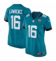 Women's Jacksonville Jaguars #16 Trevor Lawrence Blue Nike Teal 2021 NFL Draft First Round Pick Game Jersey