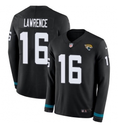 Women's Nike Jacksonville Jaguars #16 Trevor Lawrence Black Team Color Stitched NFL Limited Therma Long Sleeve Jersey
