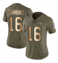 Women's Nike Jacksonville Jaguars #16 Trevor Lawrence Olive-Gold Stitched NFL Limited 2017 Salute To Service Jersey