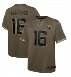 Youth Jacksonville Jaguars #16 Trevor Lawrence Nike 2022 Salute To Service Limited Jersey - Olive