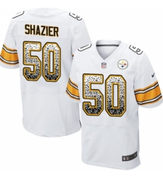 Men's Nike Pittsburgh Steelers #50 Ryan Shazier Elite White Road Drift Fashion NFL Jersey