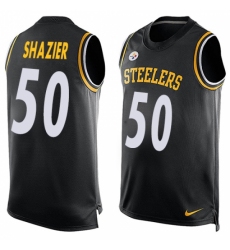 Men's Nike Pittsburgh Steelers #50 Ryan Shazier Limited Black Player Name & Number Tank Top NFL Jersey