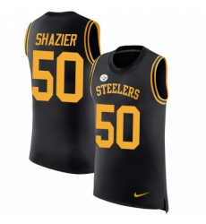 Men's Nike Pittsburgh Steelers #50 Ryan Shazier Limited Black Rush Player Name & Number Tank Top NFL Jersey