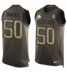 Men's Nike Pittsburgh Steelers #50 Ryan Shazier Limited Green Salute to Service Tank Top NFL Jersey