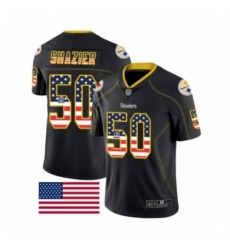 Men's Pittsburgh Steelers #50 Ryan Shazier Limited Black Rush USA Flag Football Jersey