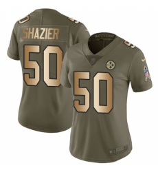 Women's Nike Pittsburgh Steelers #50 Ryan Shazier Limited Olive/Gold 2017 Salute to Service NFL Jersey