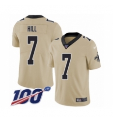 Men's New Orleans Saints #7 Taysom Hill Limited Gold Inverted Legend 100th Season Football Jersey