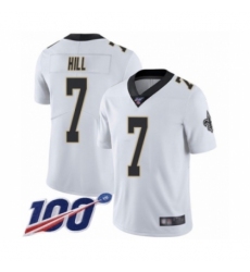 Men's New Orleans Saints #7 Taysom Hill White Vapor Untouchable Limited Player 100th Season Football Jersey