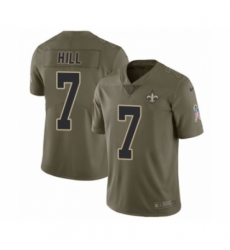 Men's Nike New Orleans Saints #7 Taysom Hill Limited Olive 2017 Salute to Service NFL Jersey