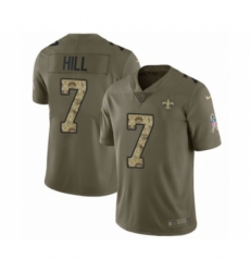 Men's Nike New Orleans Saints #7 Taysom Hill Limited Olive Camo 2017 Salute to Service NFL Jersey