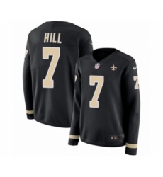 Women's Nike New Orleans Saints #7 Taysom Hill Limited Black Therma Long Sleeve NFL Jersey