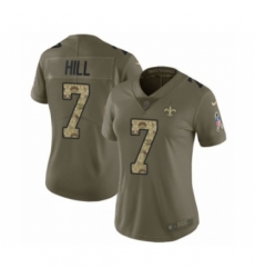 Women's Nike New Orleans Saints #7 Taysom Hill Limited Olive Camo 2017 Salute to Service NFL Jersey