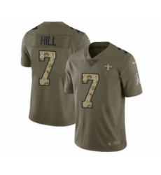 Youth Nike New Orleans Saints #7 Taysom Hill Limited Olive Camo 2017 Salute to Service NFL Jersey