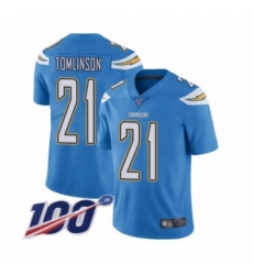 Men's Los Angeles Chargers #21 LaDainian Tomlinson Electric Blue Alternate Vapor Untouchable Limited Player 100th Season Football Jersey
