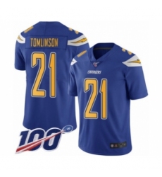 Men's Los Angeles Chargers #21 LaDainian Tomlinson Limited Electric Blue Rush Vapor Untouchable 100th Season Football Jersey