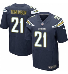 Men's Nike Los Angeles Chargers #21 LaDainian Tomlinson Elite Navy Blue Team Color NFL Jersey