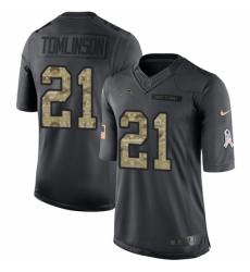 Men's Nike Los Angeles Chargers #21 LaDainian Tomlinson Limited Black 2016 Salute to Service NFL Jersey