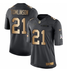Men's Nike Los Angeles Chargers #21 LaDainian Tomlinson Limited Black/Gold Salute to Service NFL Jersey