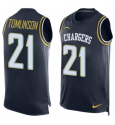 Men's Nike Los Angeles Chargers #21 LaDainian Tomlinson Limited Navy Blue Player Name & Number Tank Top NFL Jersey