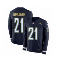 Men's Nike Los Angeles Chargers #21 LaDainian Tomlinson Limited Navy Blue Therma Long Sleeve NFL Jersey