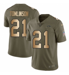 Men's Nike Los Angeles Chargers #21 LaDainian Tomlinson Limited Olive/Gold 2017 Salute to Service NFL Jersey