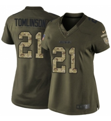 Women's Nike Los Angeles Chargers #21 LaDainian Tomlinson Elite Green Salute to Service NFL Jersey