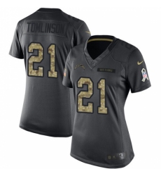 Women's Nike Los Angeles Chargers #21 LaDainian Tomlinson Limited Black 2016 Salute to Service NFL Jersey