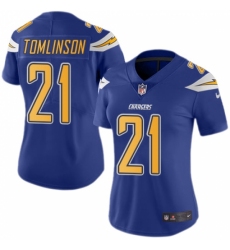 Women's Nike Los Angeles Chargers #21 LaDainian Tomlinson Limited Electric Blue Rush Vapor Untouchable NFL Jersey