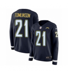 Women's Nike Los Angeles Chargers #21 LaDainian Tomlinson Limited Navy Blue Therma Long Sleeve NFL Jersey