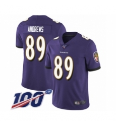 Men's Baltimore Ravens #89 Mark Andrews Purple Team Color Vapor Untouchable Limited Player 100th Season Football Jersey