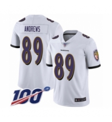 Men's Baltimore Ravens #89 Mark Andrews White Vapor Untouchable Limited Player 100th Season Football Jersey