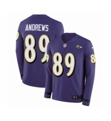 Men's Nike Baltimore Ravens #89 Mark Andrews Limited Purple Therma Long Sleeve NFL Jersey