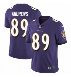 Men's Nike Baltimore Ravens #89 Mark Andrews Purple Team Color Vapor Untouchable Limited Player NFL Jersey