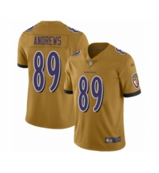 Women's Baltimore Ravens #89 Mark Andrews Limited Gold Inverted Legend Football Jersey