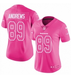 Women's Nike Baltimore Ravens #89 Mark Andrews Limited Pink Rush Fashion NFL Jersey