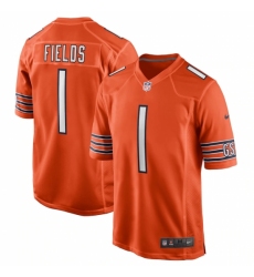 Men's Chicago Bears #1 Justin Fields Nike Orange 2021 NFL Draft First Round Pick Alternate Limited Jersey