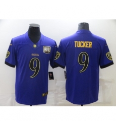 Men's Baltimore Ravens #9 Justin Tucker Purple Gold Limited Jersey