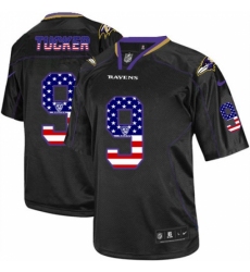 Men's Nike Baltimore Ravens #9 Justin Tucker Elite Black USA Flag Fashion NFL Jersey
