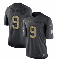 Men's Nike Baltimore Ravens #9 Justin Tucker Limited Black 2016 Salute to Service NFL Jersey