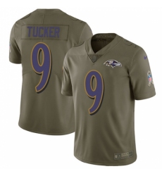 Men's Nike Baltimore Ravens #9 Justin Tucker Limited Olive 2017 Salute to Service NFL Jersey