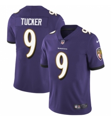 Men's Nike Baltimore Ravens #9 Justin Tucker Purple Team Color Vapor Untouchable Limited Player NFL Jersey