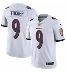 Men's Nike Baltimore Ravens #9 Justin Tucker White Vapor Untouchable Limited Player NFL Jersey
