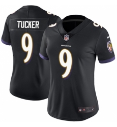 Women's Nike Baltimore Ravens #9 Justin Tucker Black Alternate Vapor Untouchable Limited Player NFL Jersey