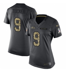 Women's Nike Baltimore Ravens #9 Justin Tucker Limited Black 2016 Salute to Service NFL Jersey