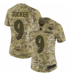 Women's Nike Baltimore Ravens #9 Justin Tucker Limited Camo 2018 Salute to Service NFL Jersey