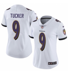 Women's Nike Baltimore Ravens #9 Justin Tucker White Vapor Untouchable Limited Player NFL Jersey