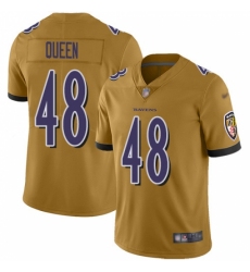 Men's Baltimore Ravens #48 Patrick Queen Gold Stitched NFL Limited Inverted Legend Jersey